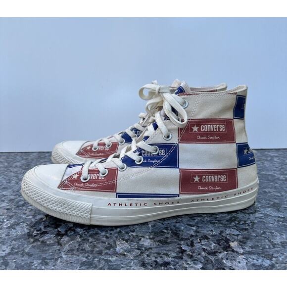 Converse Mens CTAS Hi Bold Branding Canvas 166500C Egret/Blue/Gym Red Size 11 - Picture 1 of 13